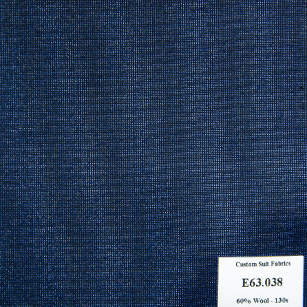 E63.038 Kevinlli V5 - Vải Suit 60% Wool - Xanh Navy Trơn